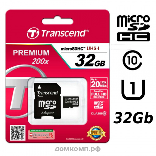 Micro-SD Card 32 Gb Transcend (TS32GUSDHC10) class10
