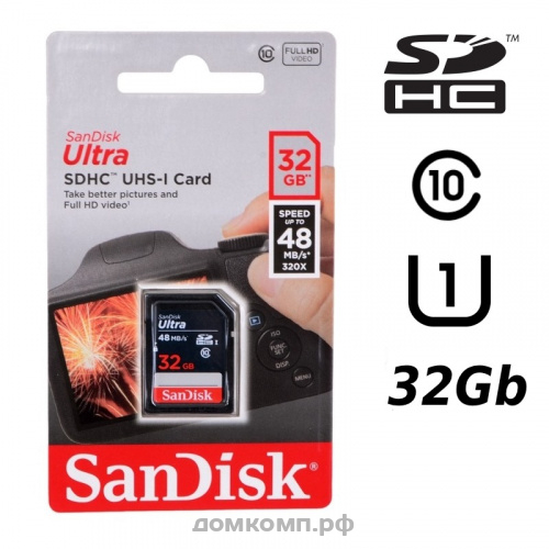 Карта памяти SanDisk Ultra 48 SDHC 32 Гб [SDSDUNB-032G-GN3IN]