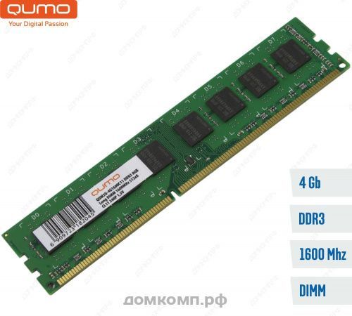  Оперативная память 4 Гб 1600MHz QUMO (QUM3U-4G1600C11)