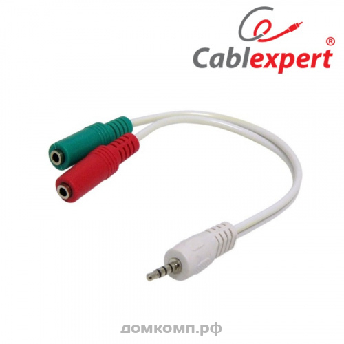 Разветвитель 3.5 mm Jack - 2 x 3.5 mm Jack Gembird CCA-417(W) (штекер 4-pin на 2 гнезда 3-pin)