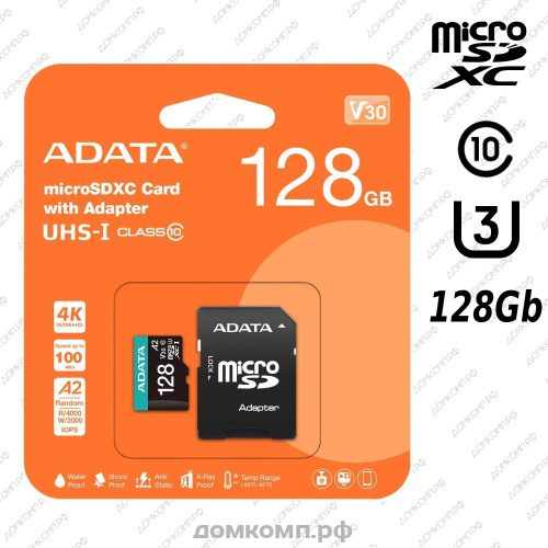 Карта памяти A-Data microSDXC 128 Гб Premier Pro [AUSDX128GUI3V30SA2-RA1]