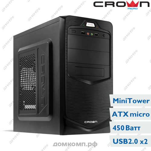 Корпус CROWN CMC-401 450W mATX Black USB 2.0 x 2