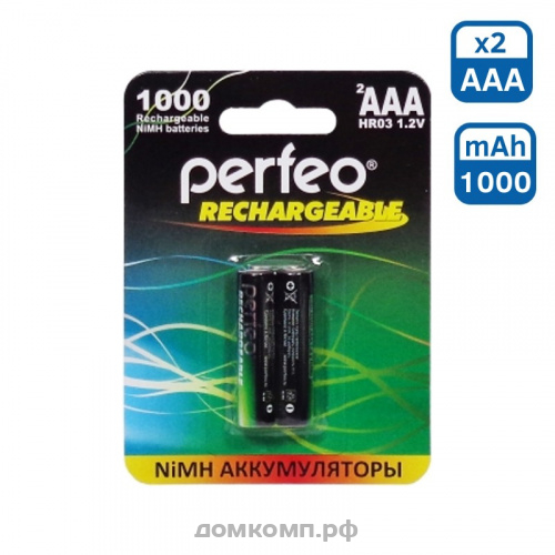 Аккумулятор AAA Perfeo [NiMh, 1.2 В, 1000 mAh, 2 штуки]
