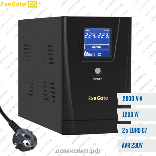 ИБП ExeGate SpecialPro Smart LLB-2000.LCD.AVR.2SH.RJ.USB