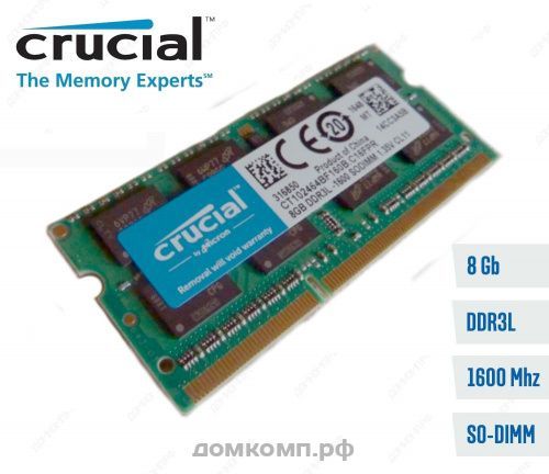  Оперативная память 8 Гб 1600MHz SODIMM Crucial (CT102464BF160B) 1.35V