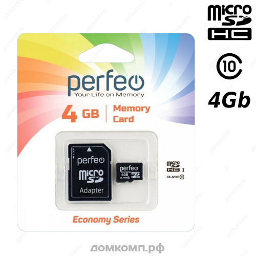 Карта памяти Perfeo microSDHC 4 Гб [4GMCSH10AES]
