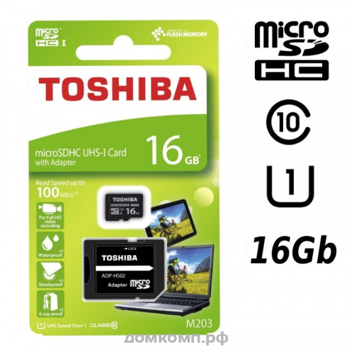 Карта памяти Toshiba M203 microSDHC 16 Гб Class 10 [THN-M203K0160EA]