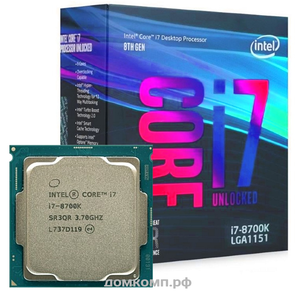 Процессор Intel Core i7-8700K BOX LGA 1151V2, 6 x 3700 Мгц, L2 - 1.5 Мб, L3...