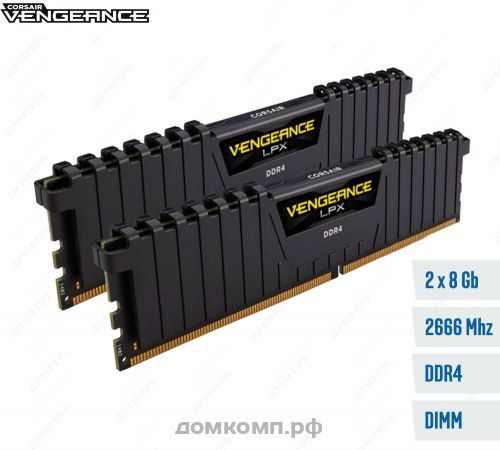 Оперативная память 2x 8Гб 2666MHz Corsair Vengeance LPX (CMK16GX4M2Z2666C16)