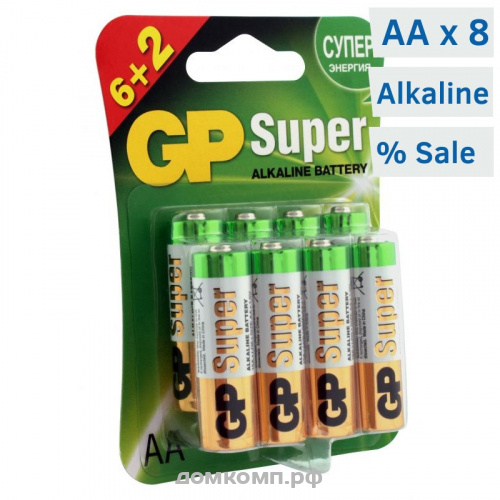 Батарейка AA GP Super LR06 [алкалиновая, 8 штук]