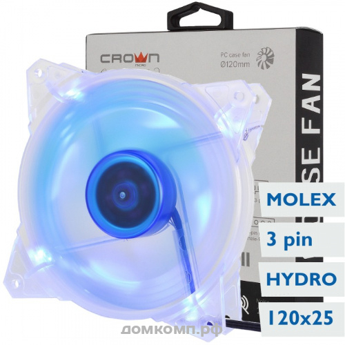 Вентилятор 120х25 Crown CMCF-12025S-1211 Blue LED