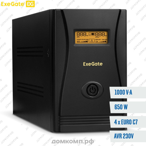 ИБП ExeGate SpecialPro Smart LLB-1000.LCD.AVR.4SH.RJ.USB