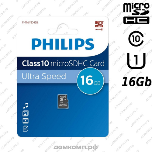 Карта памяти Philips microSDHC 16 Гб [FM16MD45B/97]