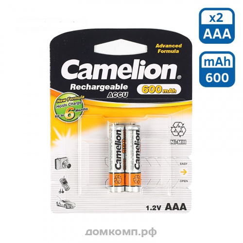 Аккумулятор AAA Camelion NH-AAA600BP2 [NiMh, 1.2 Вольта, 600 mAh, 2 штуки]