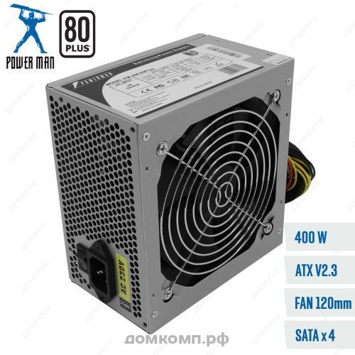 Блок питания 400 Вт PowerMan PM-400ATX 80Plus