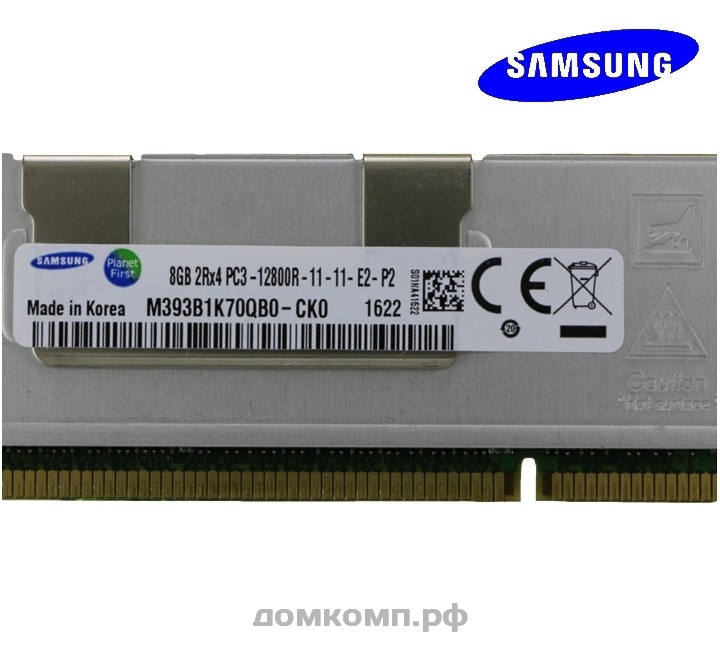 Оперативная память 8 Гб DDR3 REG ECC 2Rx4 PC3-12800R Samsung 8GB M393B1K70QB0-CK0 С радиатором