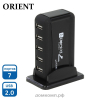 USB-Разветвитель Orient KE-700N [7 х USB 2.0, кабель 100 см, БП 5В-2А]