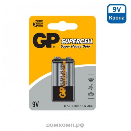  Батарейка Крона GP Supercell 1604S 6F22 [солевая, 1 штука]