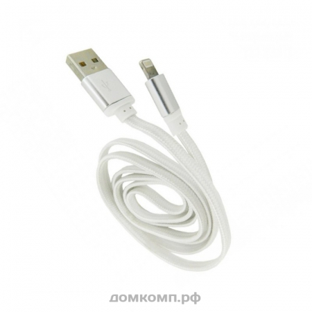 Кабель Apple Lightning - USB WALKER C330 [оплетка ткань, плоский, 2000 мА, 1 метр]