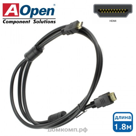 Кабель HDMI - HDMI AOpen/Qust (цвет черный, HDMI 1.4b, 1.8 метра)