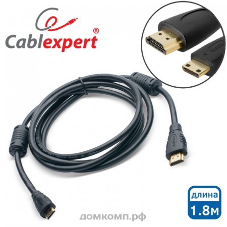 Кабель HDMI - mini HDMI Cablexpert (цвет черный, HDMI 1.4b, 1.8 метра)