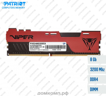 Оперативная память DDR4 8 Гб 3200MHz Patriot Viper Elite II (PVE248G320C8)