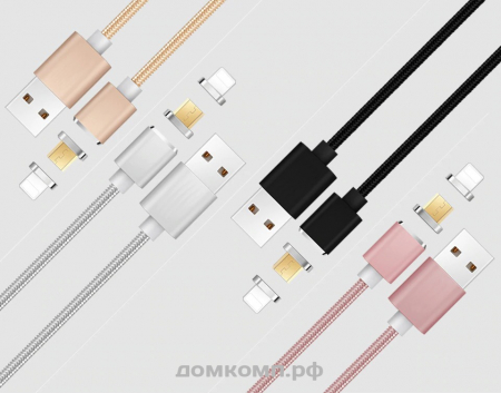 Кабель магнитный USB Ningbo резиновый (2 в 1 - microUSB / Lightning , 2000 мA, 1.0 м)