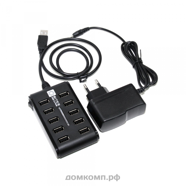 Хаб USB2.0 10-портов активный 5bites HB210-205PBK