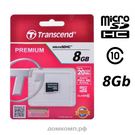  Карта памяти Transcend microSDHC 8 Гб [TS8GUSDC10] Class 10