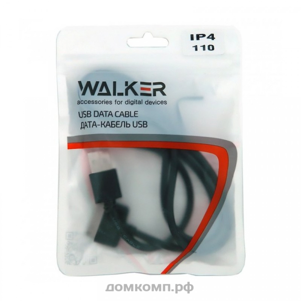 Кабель Apple USB 30-pin Walker C110 черный [оплетка ПВХ, 2000 мА, 1 метр]