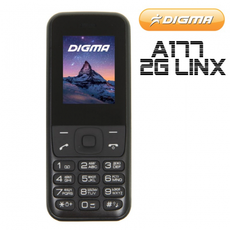 Мобильный телефон Digma A177 2G Linx черный