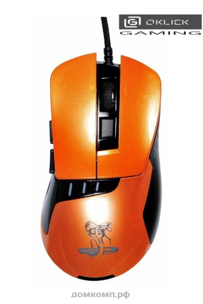 Мышь Oklick 865G Snake 2400dpi черно-оранжевая игровая 5 кнопок USB