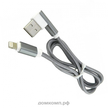 Кабель Apple Lightning - USB WALKER C540 серый [оплетка ткань, угловой разъем, 2000 мА, 1 метр]