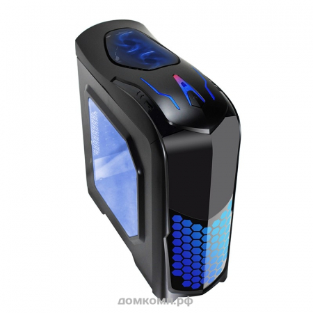 Корпус GameMax G539 черный, без БП, голубая LED подсветка