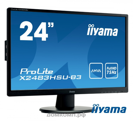 Монитор 24 дюйма Iiyama ProLite X2483HSU-B3 AMVA LED Flicker Free+Blue Light 4ms 16:9 DP HDMI VGA USB M/M