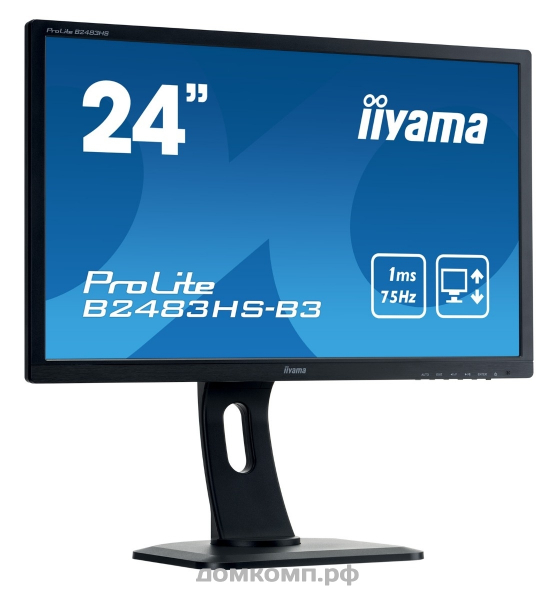 Монитор 24 дюйма Iiyama ProLite B2483HS-B3 ( VA LED, 16:9, 1920x1080, 1ms, VGA+HDMI, M/M, HAS, PIVOT)