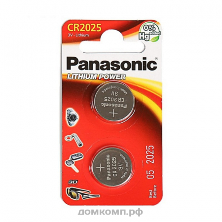 Батарейка CR2025 Panasonic [литиевая, 2 штуки]