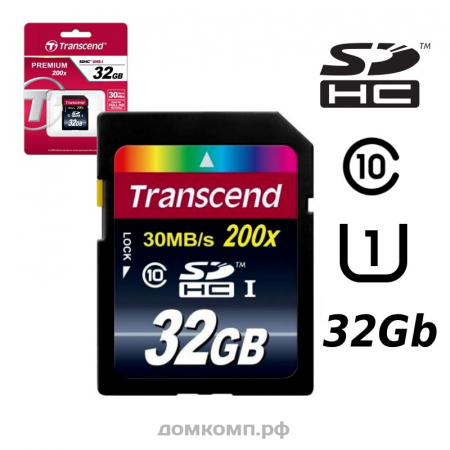 Карта памяти Transcend Premium 200 SDHC 32 Гб Class 10