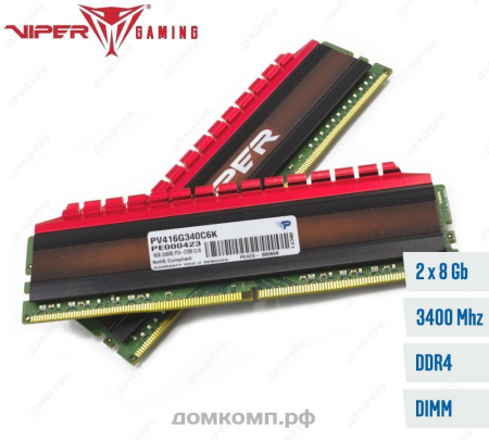Оперативная память 2x 8Гб 3400MHz Patriot VIPER 4 (PV416G340C6K)