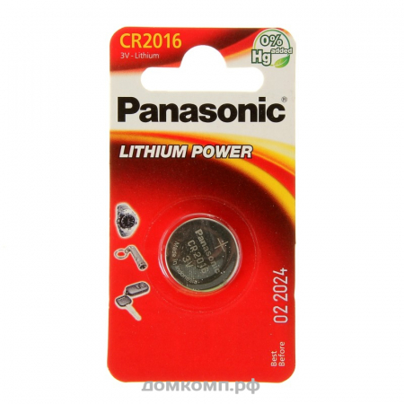 Батарейка CR2016 Panasonic [литиевая, 1 штука]