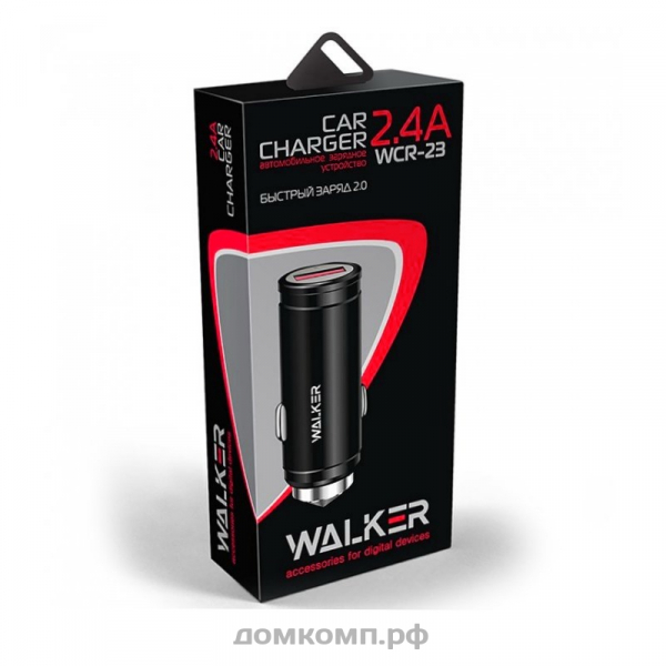 АЗУ WALKER WCR-23 Fast Charge USB (5В, 2.4А, 1хUSB, черный)