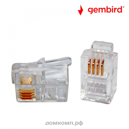 Kоннектор RJ-12 4P4C (телефонный, 1 штука) Gembird