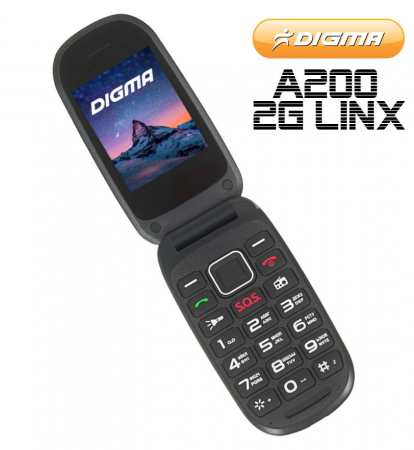 Мобильный телефон Digma A200 2G Linx черный раскладной