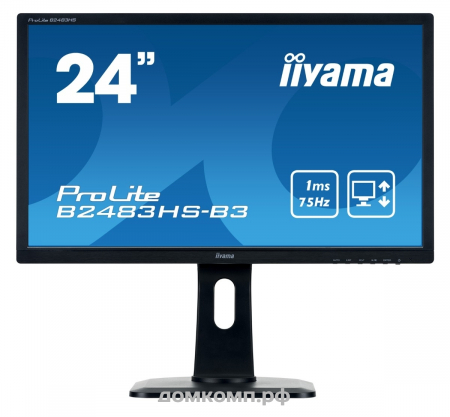 Монитор 24 дюйма Iiyama ProLite B2483HS-B3 ( VA LED, 16:9, 1920x1080, 1ms, VGA+HDMI, M/M, HAS, PIVOT)
