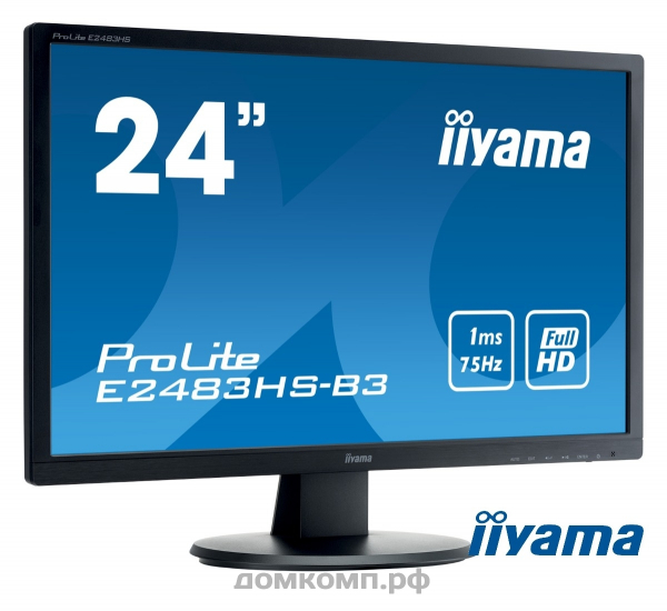 Монитор 24 дюйма Iiyama ProLite E2483HS-B3 TN LED 1ms 16:9 DP HDMI D-SUB M/M 75Гц