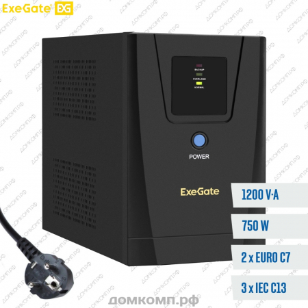 ИБП ExeGate SpecialPro UNB-1200.LED.AVR.2SH.3C13.USB