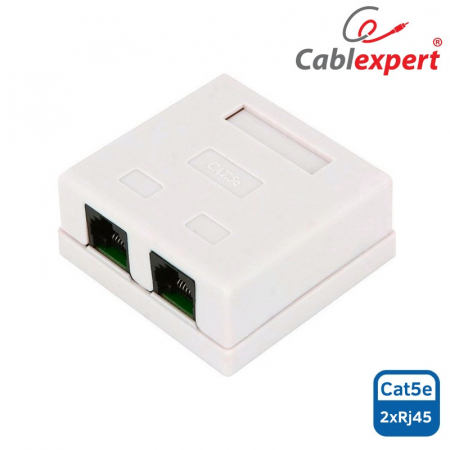 Розетка RJ-45 UTP 5E (сетевая, двойная) Gembird NA214