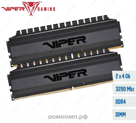Оперативная память DDR4 2 x 4Гб 3200MHz Patriot Viper Blackout [PVB48G320C6K]