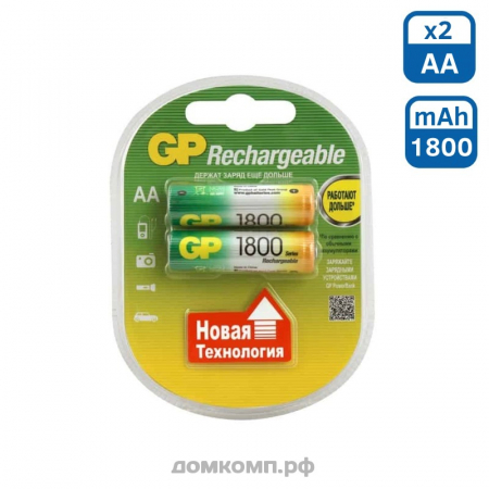 Аккумулятор AA GP 180AAHC-UC2 [NiMh, 1.2 В, 1800 mAh, 2 штуки]