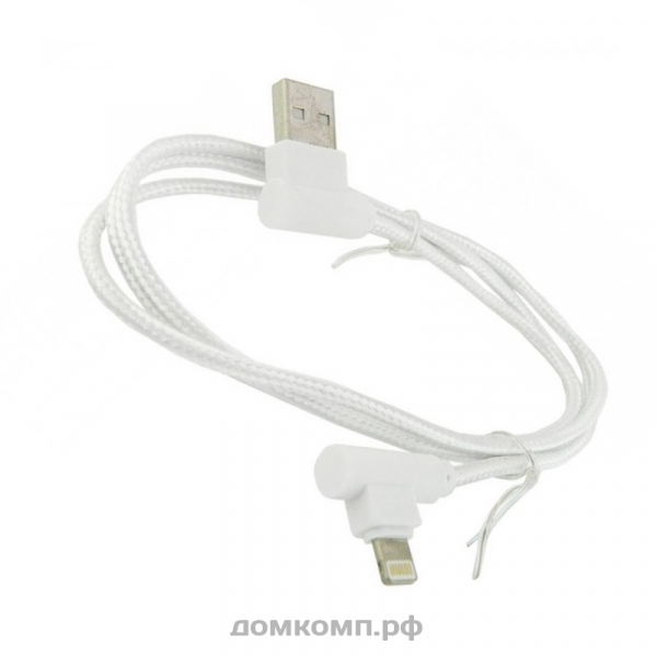 Кабель Apple Lightning - USB WALKER C540 белый [оплетка ткань, угловой разъем, 2000 мА, 1 метр]
